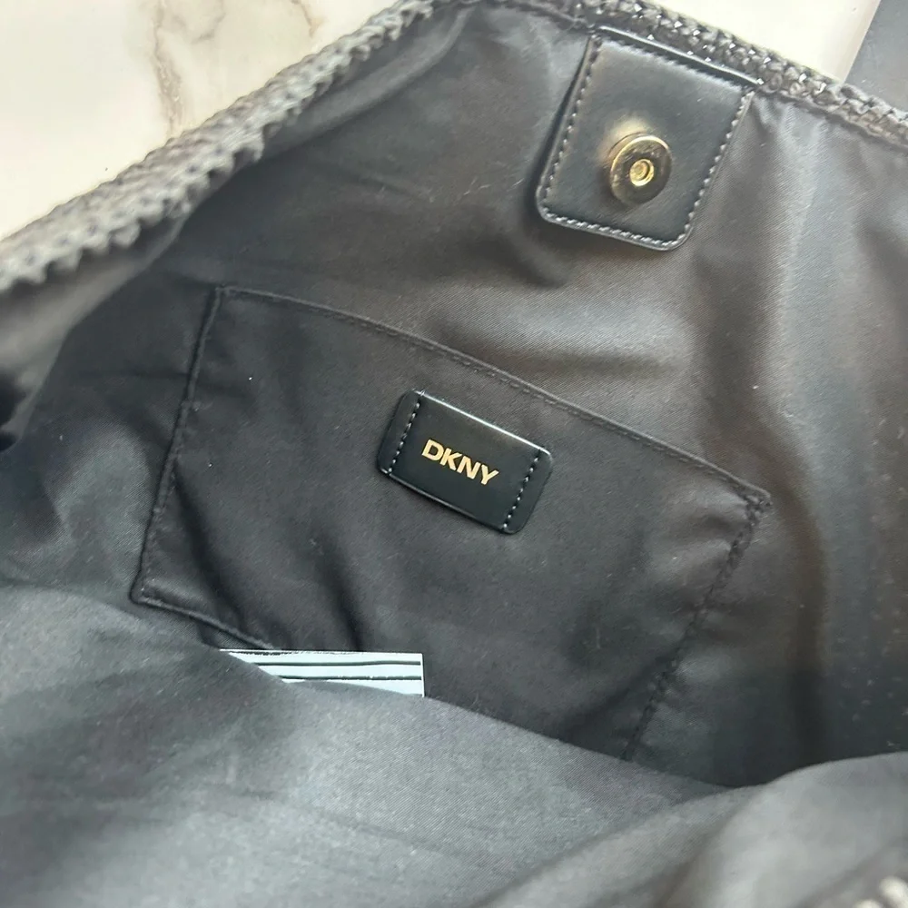 DKNY black wicker Tote Bag